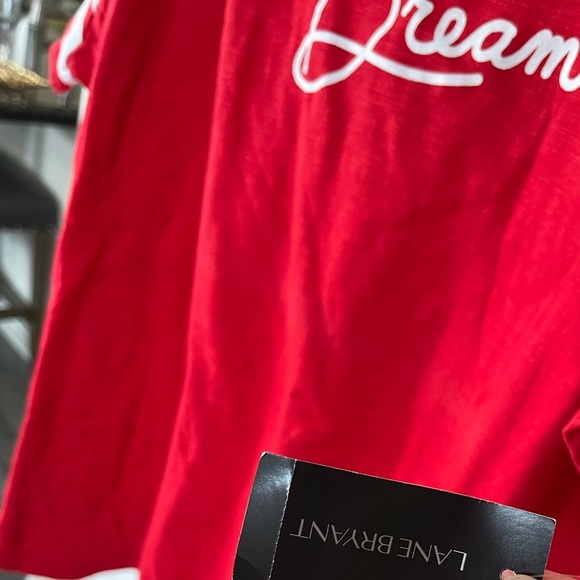 LANE Bryant| Red Scoop neck tee “American Dream” logo•••Plus Size Graphic NWT 4X - Picture 5 of 9